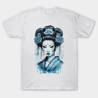 Blue geisha japan art design T-Shirt